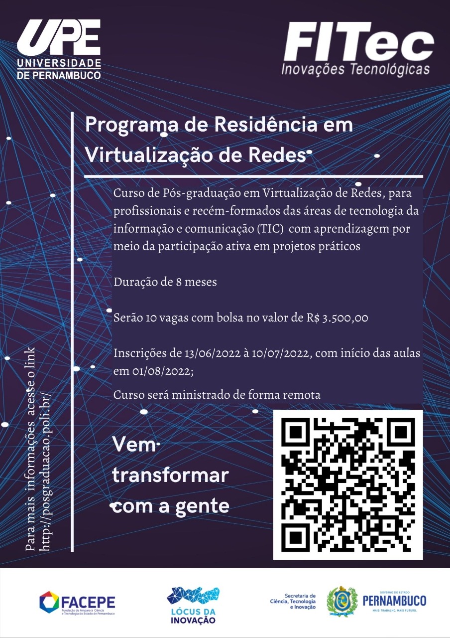 Edital de inscrição para Residência em Virtualização de Redes